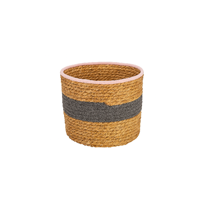 Cesto Fibra Natural com Detalhe Cinza P