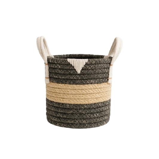 Cesto de Palha Trançada com Alças P