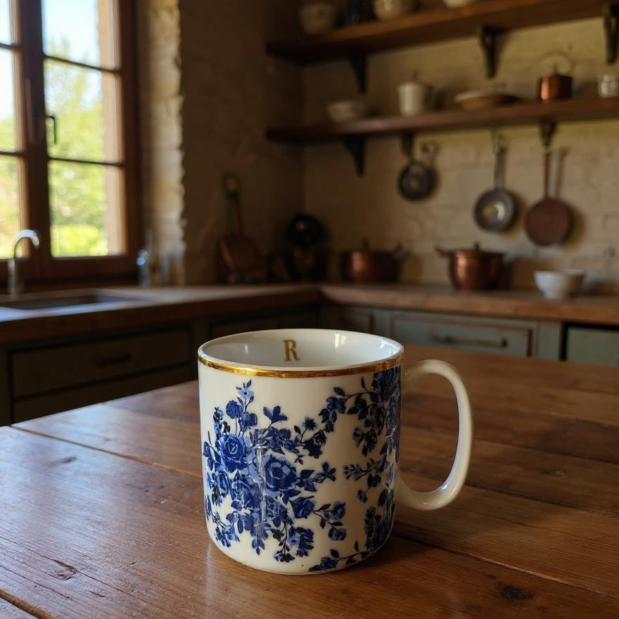 Caneca Floral Blue Monograma