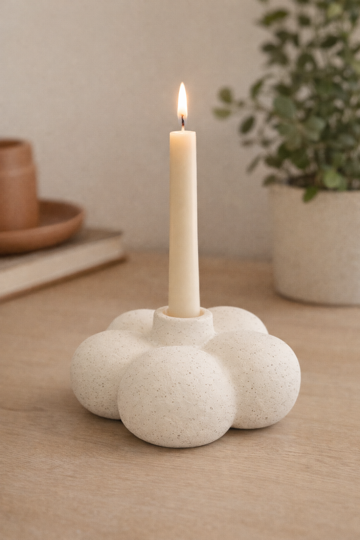 Porta-vela de Cerâmica Flor