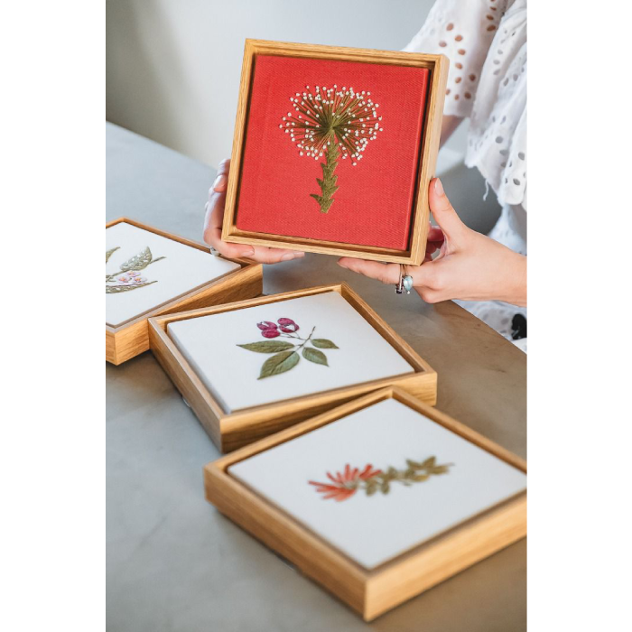 Quadro Bordado Botânico Sempre-vivas