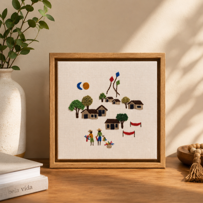 Quadro Bordado Vila Pescadores