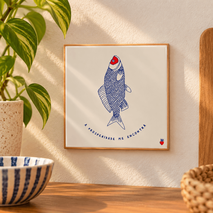 Quadro Azuleicha Moldura - Peixe