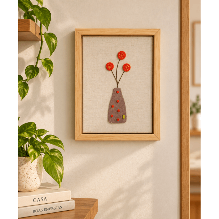 Quadro Vaso Bordado