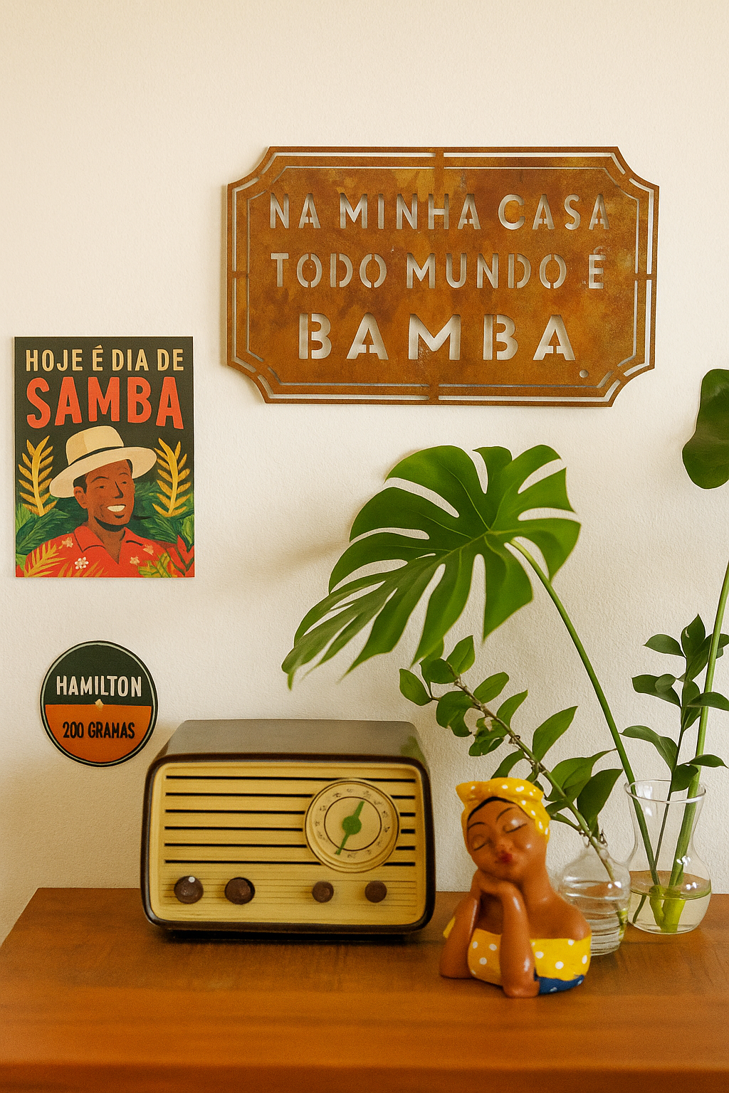 Placa Etiqueta de Ferro - Na Minha Casa...