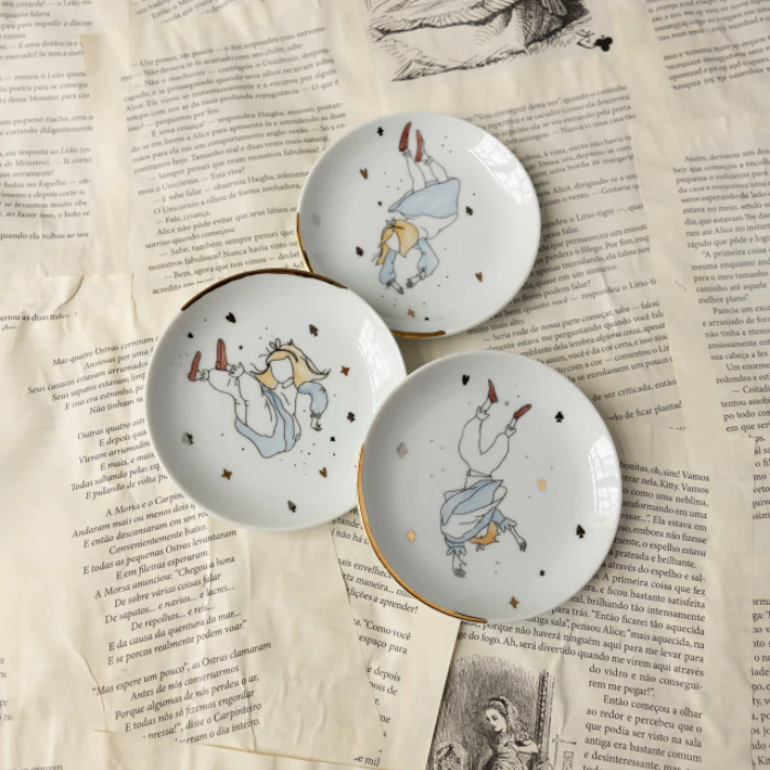 Trio de Pratos Decorativos - Mergulho Alice