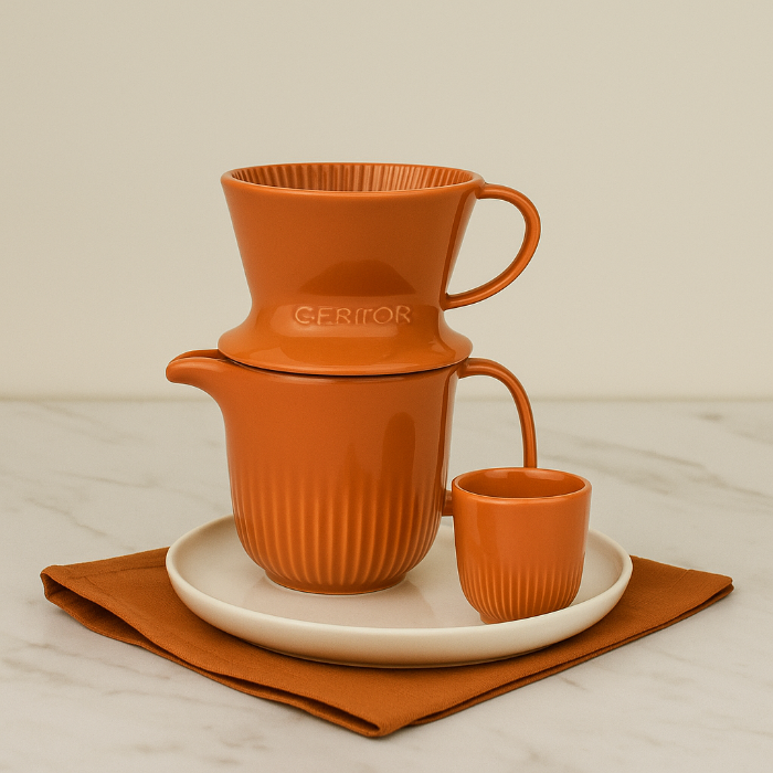 Cafeteira de Porcelana Laranja