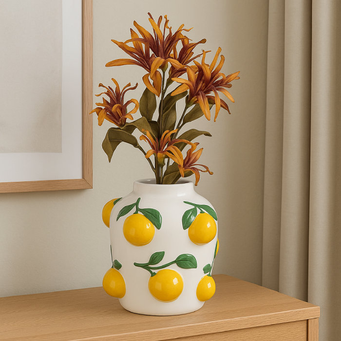 Vaso Decorativo com Laranja em Relevo G