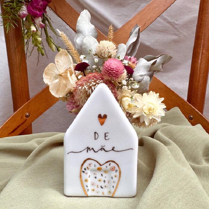 Mini Vaso Casinha – Coração de Mãe é Jardim Bonito
