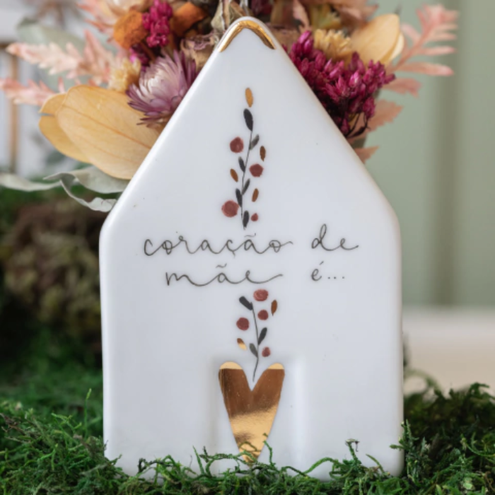 Vaso Casinha M - Coração de Mãe é o Primeiro Lar