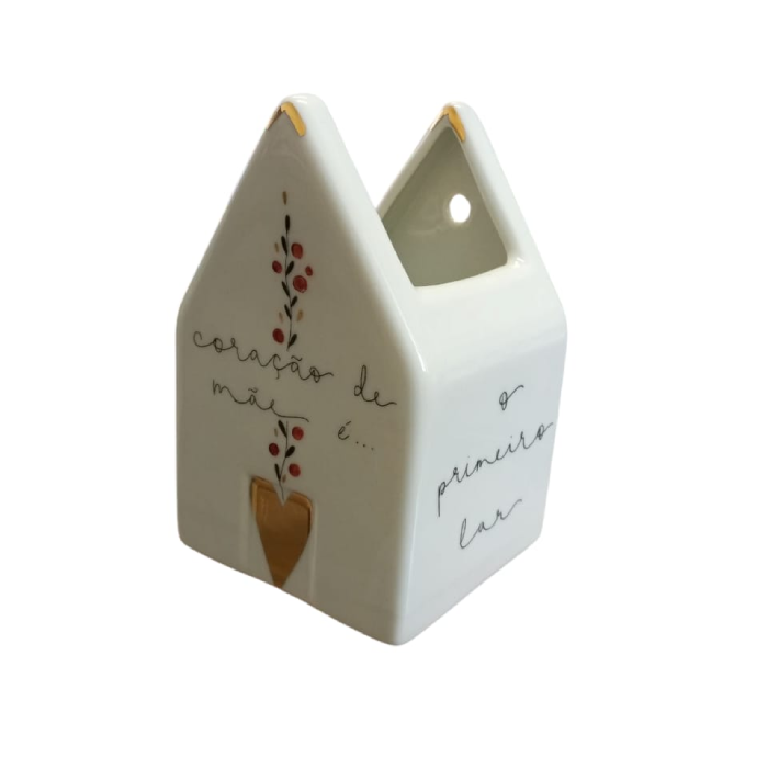 Vaso Casinha M - Coração de Mãe é o Primeiro Lar
