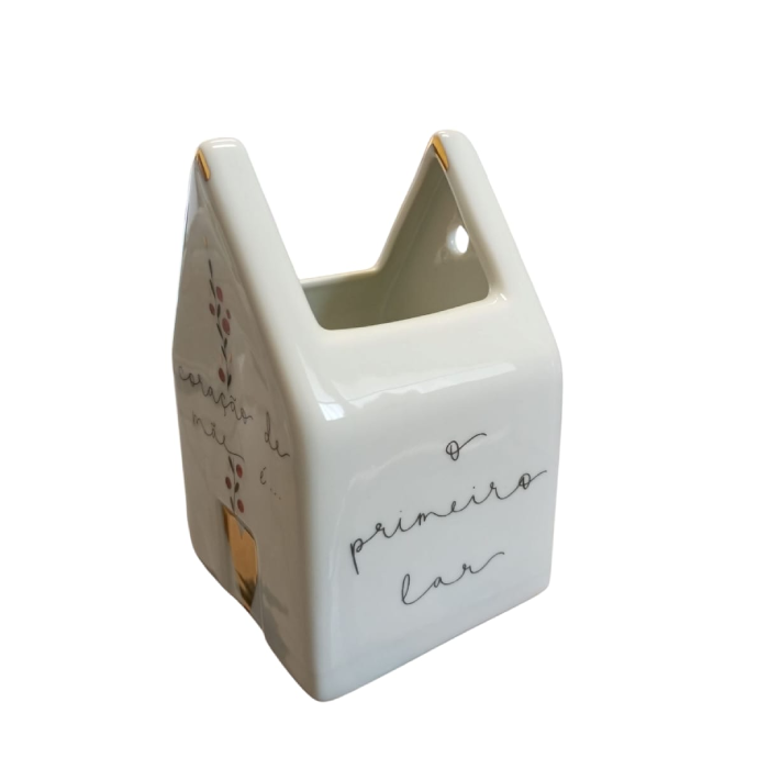 Vaso Casinha M - Coração de Mãe é o Primeiro Lar