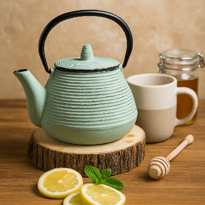 Chaleira de Ferro Canelado Verde 1L