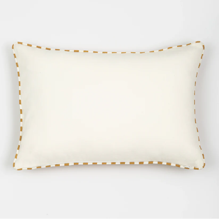 Almofada Lisa com Vivo Listrado Mostarda 40x60cm
