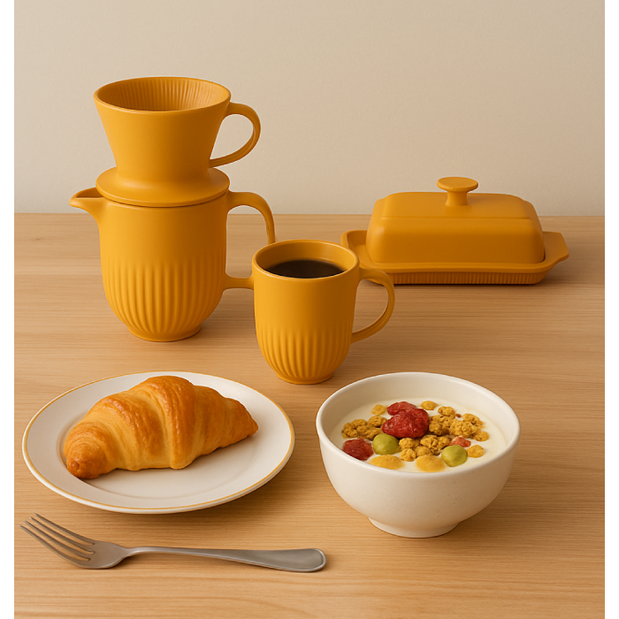Cafeteira de Porcelana Amarelo