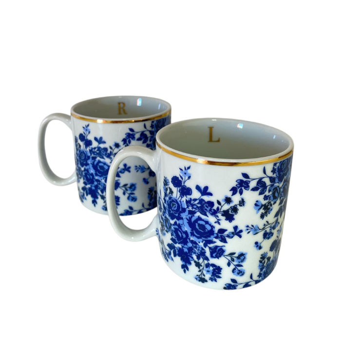 Caneca Floral Blue Monograma