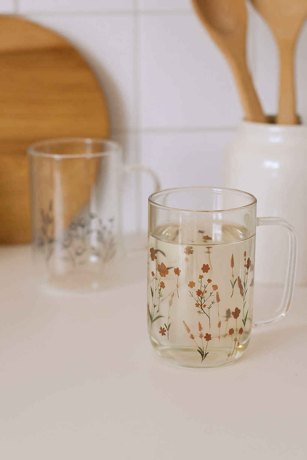 Caneca de Vidro Flor