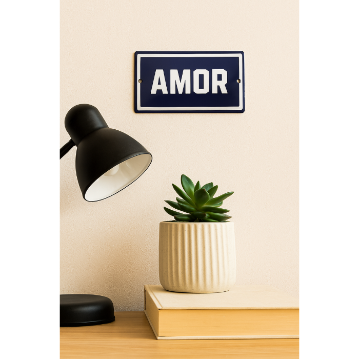 Placa Decorativa Esmaltada Amor