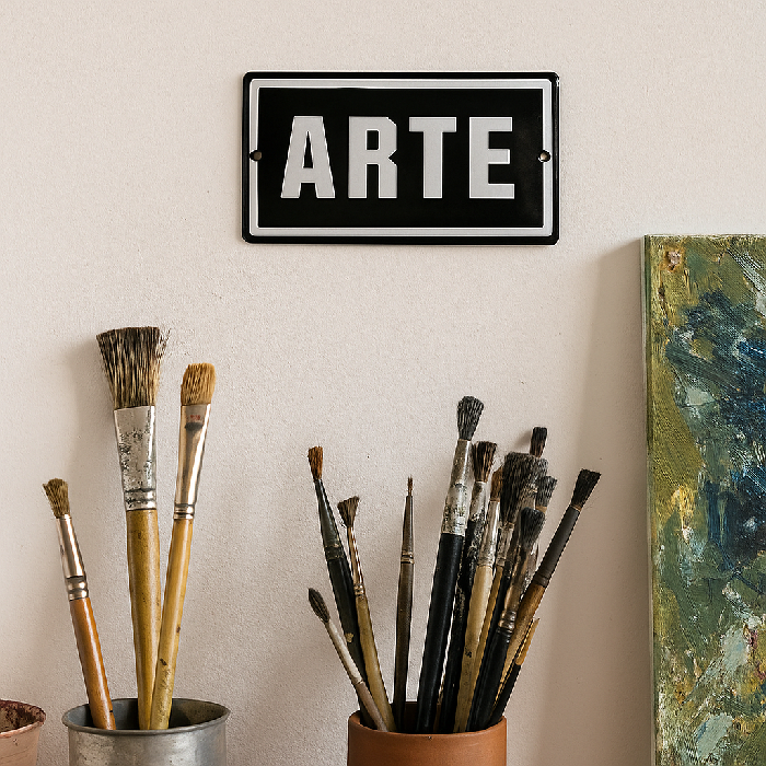 Placa Decorativa Esmaltada Arte