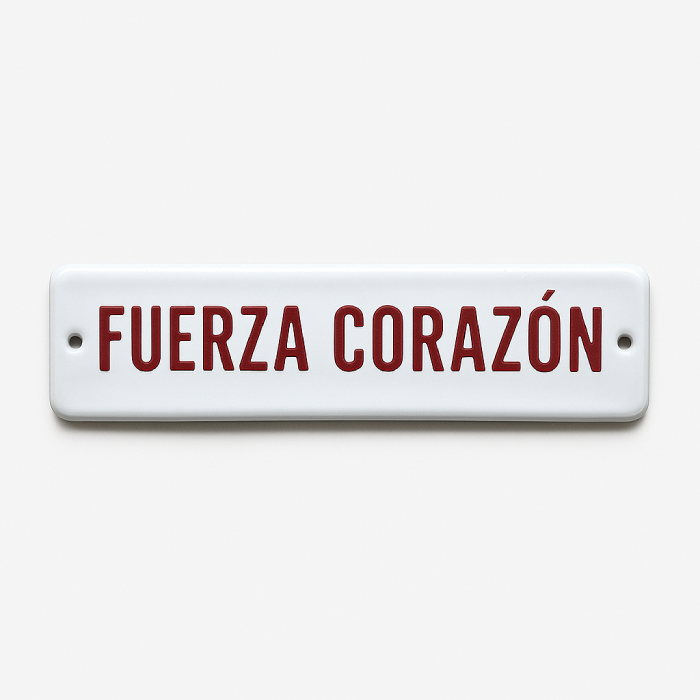 Placa Decorativa Esmaltada Fuerza Corazón