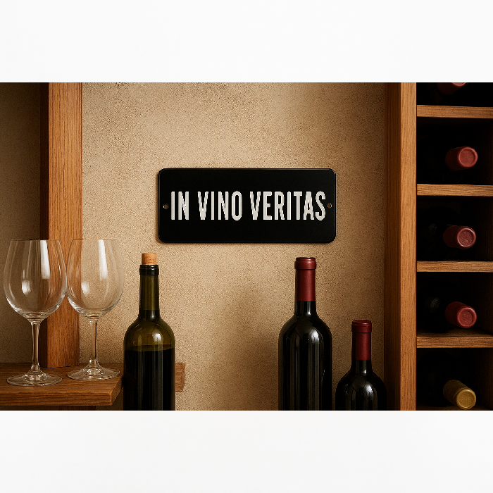 Placa Decorativa Esmaltada In Vino Veritas