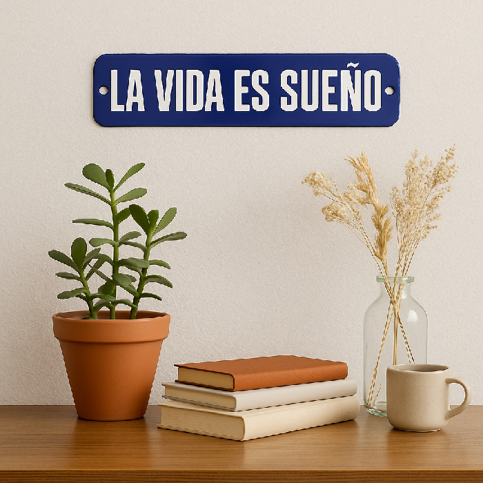 Placa Decorativa Esmaltada La Vida es Sueño