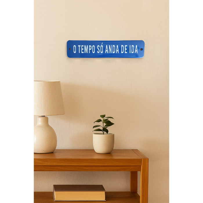 Placa Decorativa Esmaltada O Tempo Só......