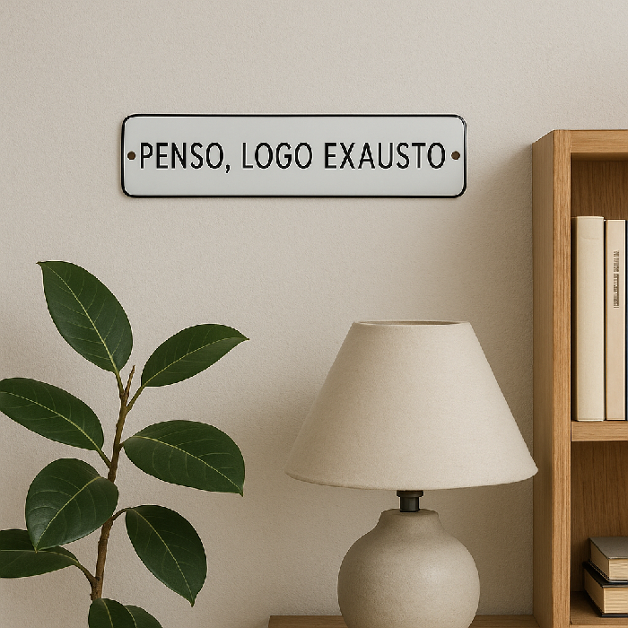 Placa Decorativa Esmaltada Penso, Logo Exausto