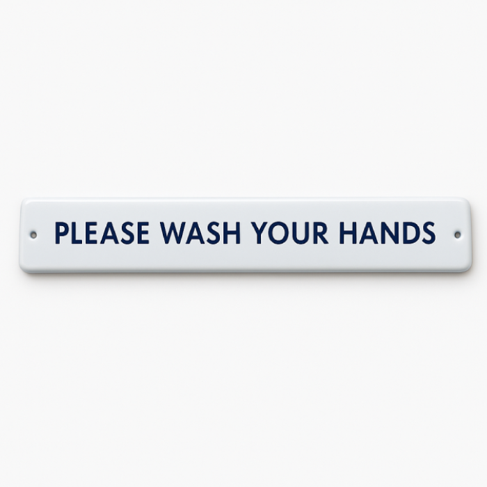 Placa Decorativa Esmaltada Please Wash Your Hands