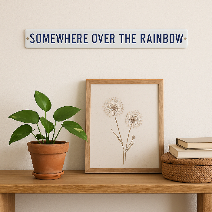 Placa Decorativa Esmaltada Somewhere Over The Rainbow