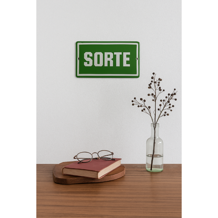 Placa Decorativa Esmaltada Sorte