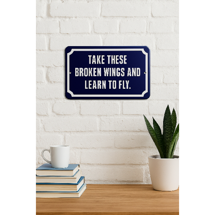 Placa Decorativa Esmaltada Take These Broken Wings and Learn to Fly.