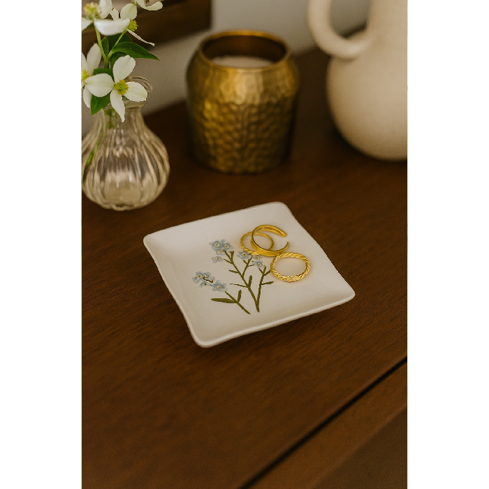 Porta Joia Decorativo Flor Roxa