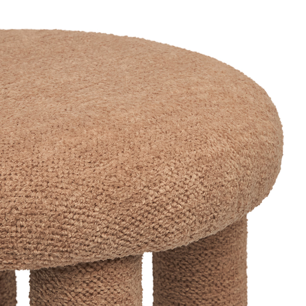 Pufe de Madeira e Bouclé