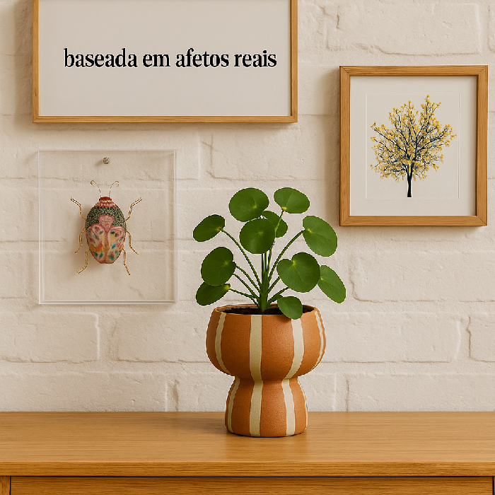 Vaso Cerâmica Listras Laranja