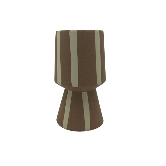 Vaso Cerâmica Listras Marrom