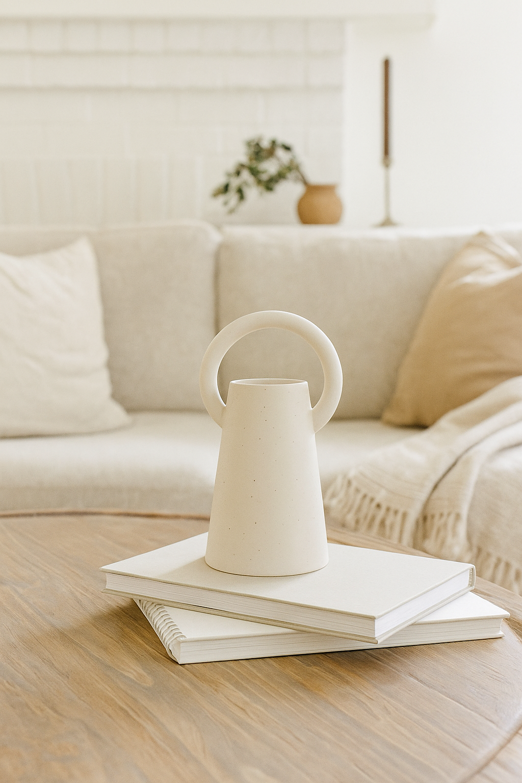 Vaso Decorativo de Cerâmica com Alça