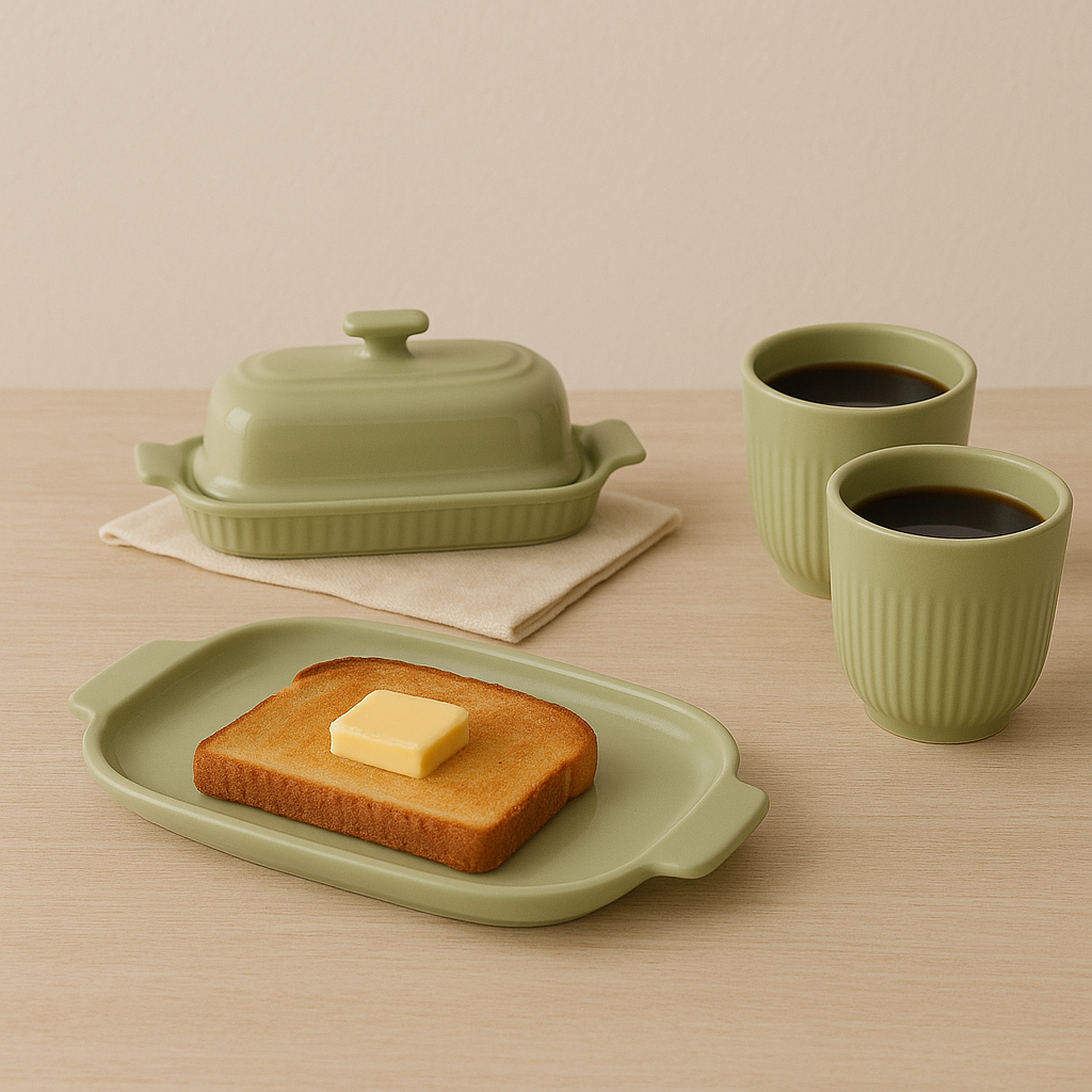 Manteigueira de Porcelana Verde