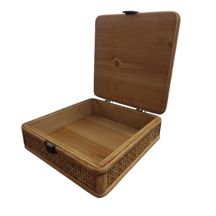 Caixa de Madeira com Rattan - G