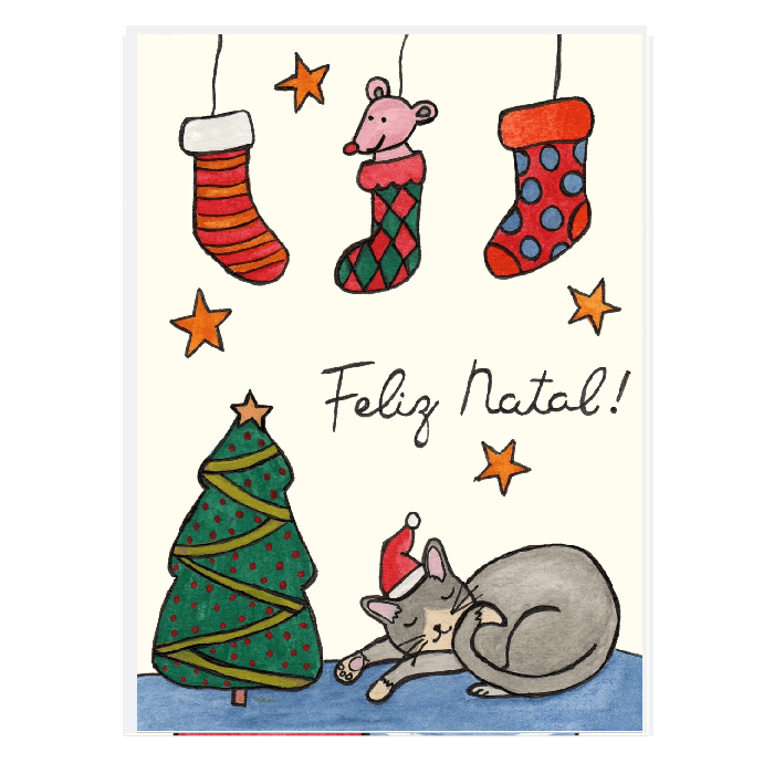 Cartão Dhoye Natal Gato - casaquetem