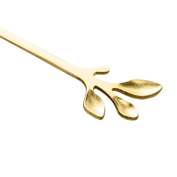 Colher em Aço Inox Leaves Dourado - casaquetem