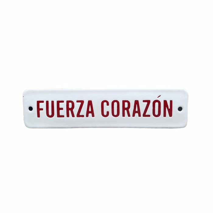 Placa Decorativa Esmaltada Fuerza Corazón - casaquetem