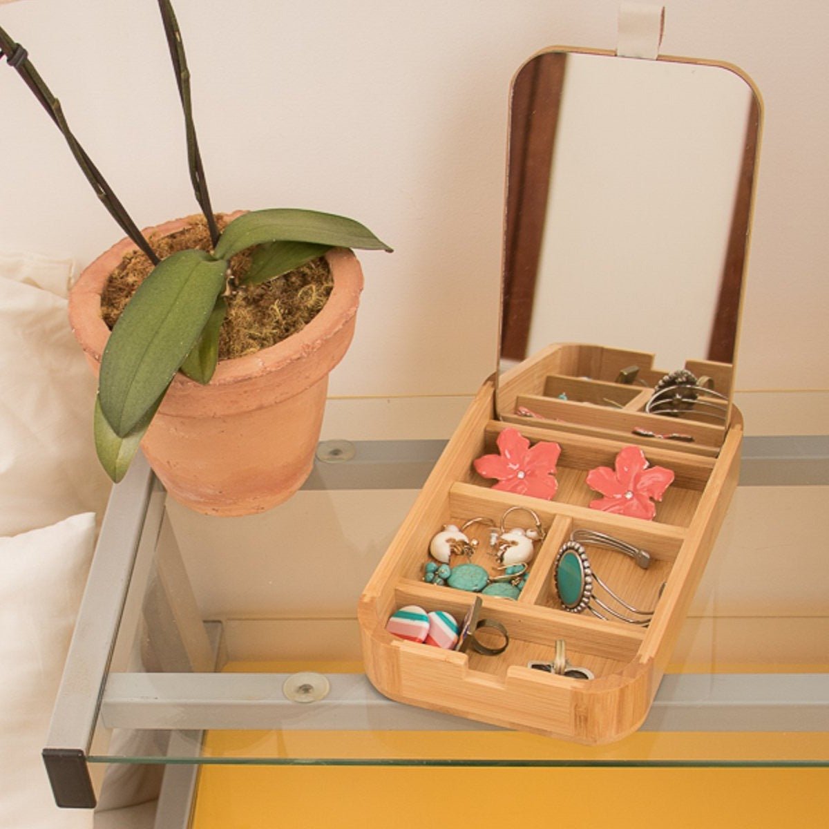 Porta Bijoux em Bambu com Espelho - casaquetem