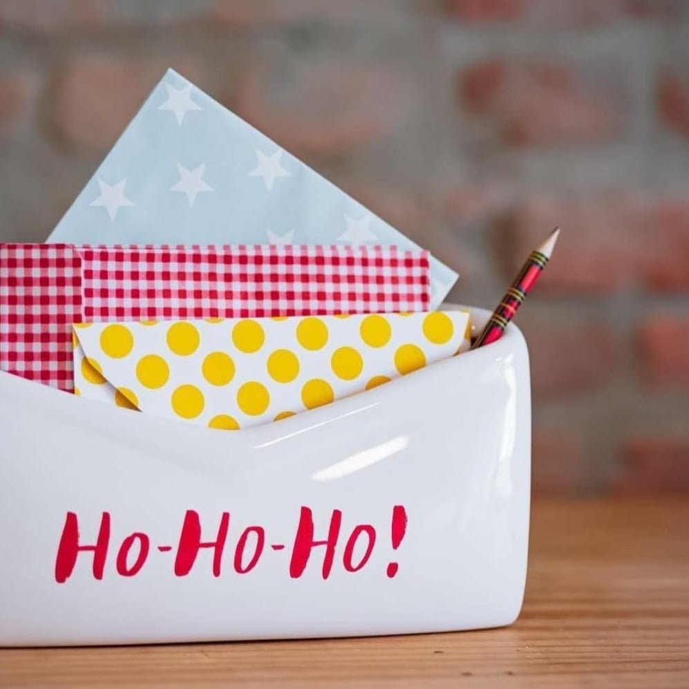 Porta Cartas de Porcelana - Natal Ho Ho Ho! - casaquetem