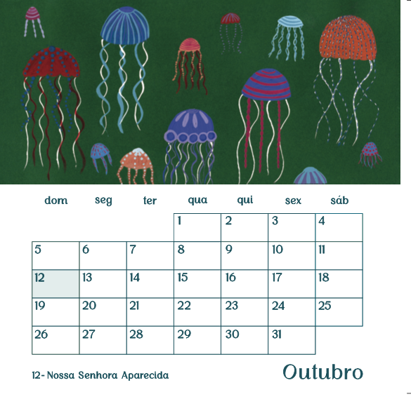 Calendário de Parede Sereia 2025