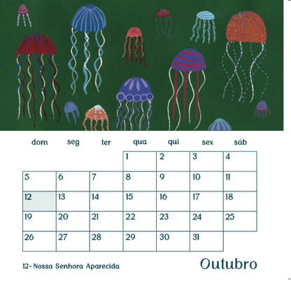 Calendário de Parede Sereia 2025