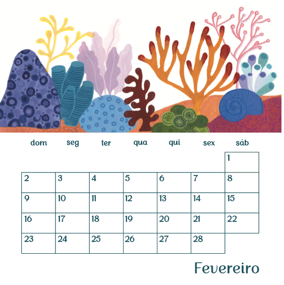 Calendário de Parede Sereia 2025