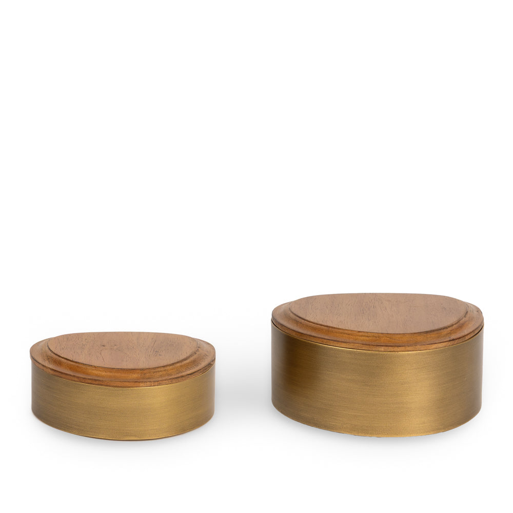 Pote Decorativo de Metal e Madeira G