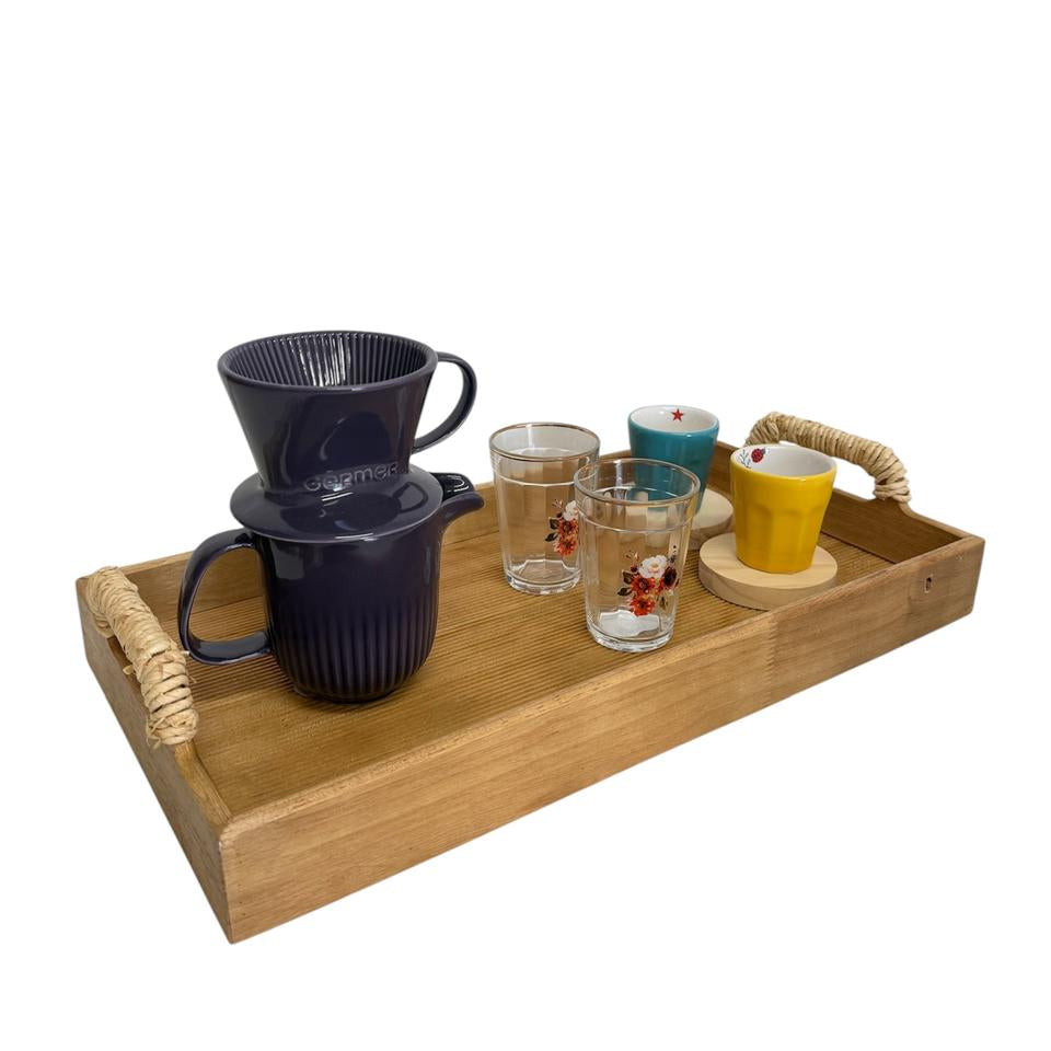 Bandeja em Madeira e Rattan – M