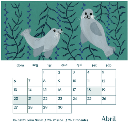 Calendário de Parede Sereia 2025